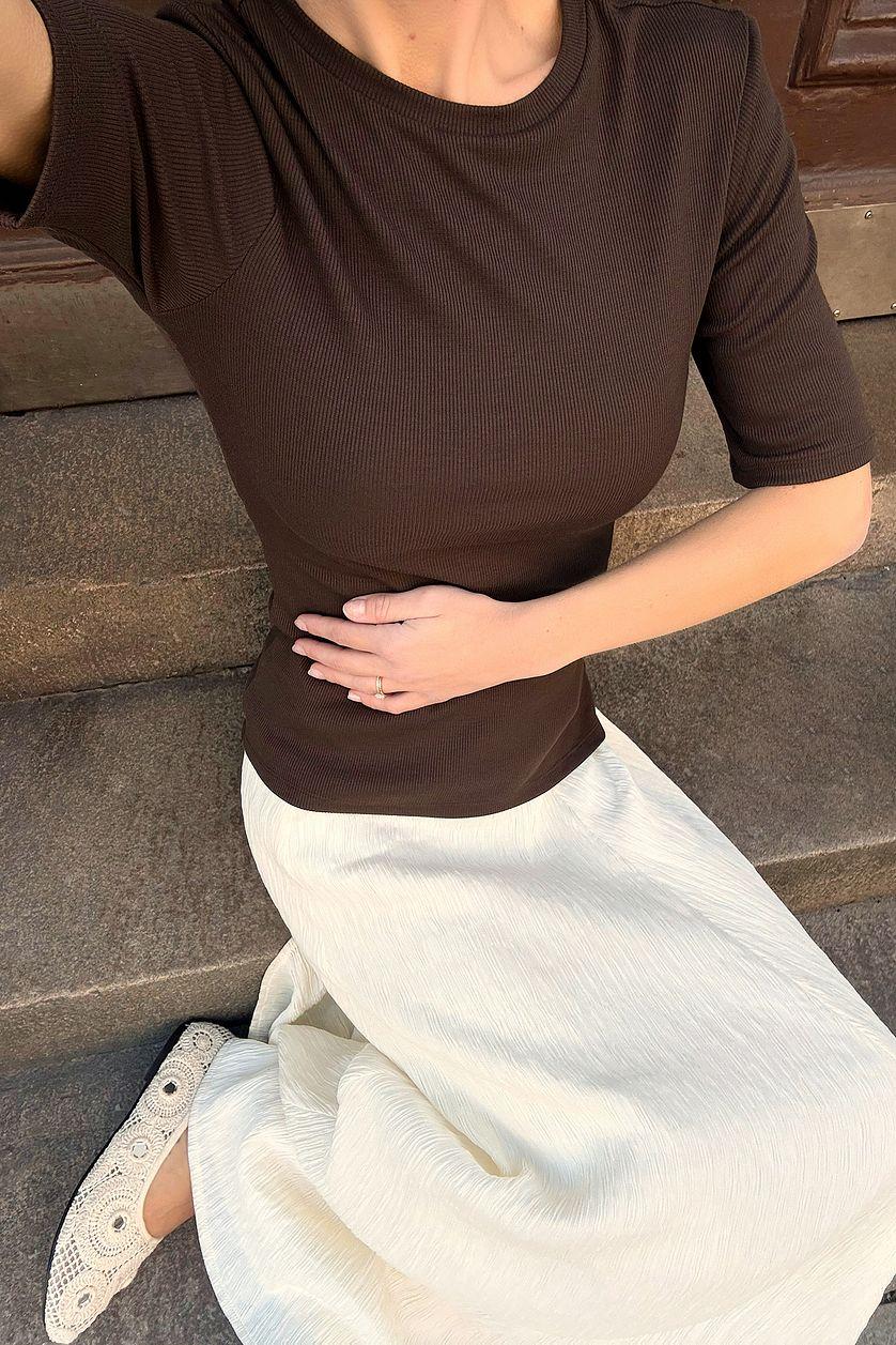 Round Neck Ribbed Top Product Image