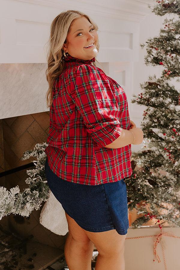 Holiday Harmony Smocked Plaid Top Curves Product Image
