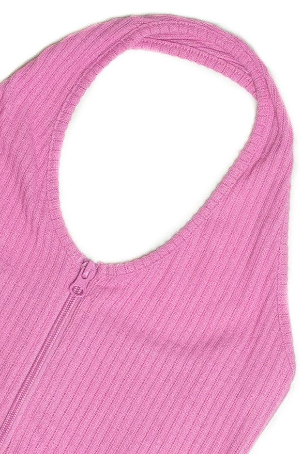 Pink Rouge Zip Up Bubble Rib Halter Product Image