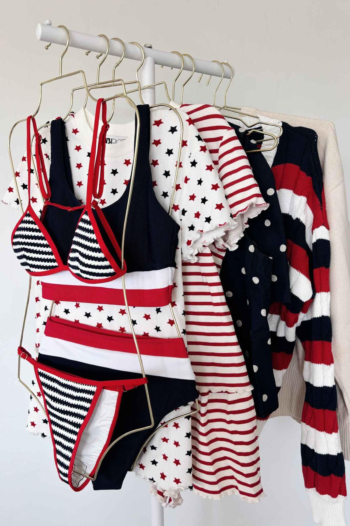 Bay Sleep Set Red Stripes Waffle Product Image