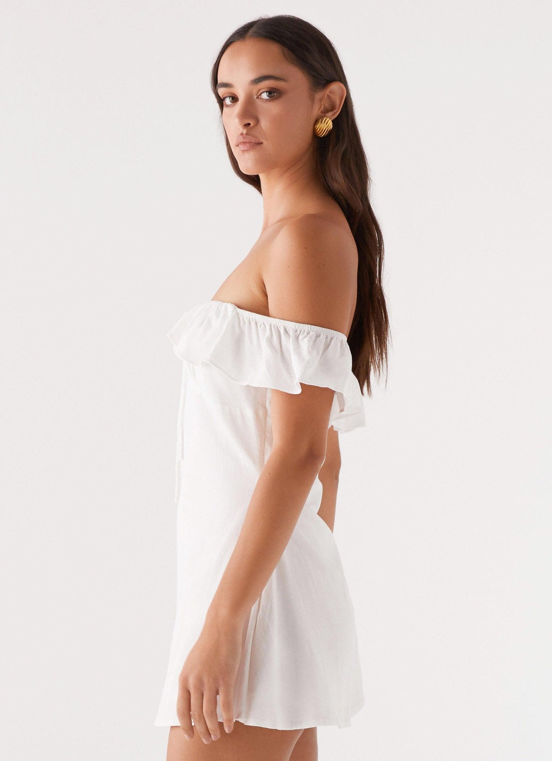 Texas Sun Linen Mini Dress - White Product Image