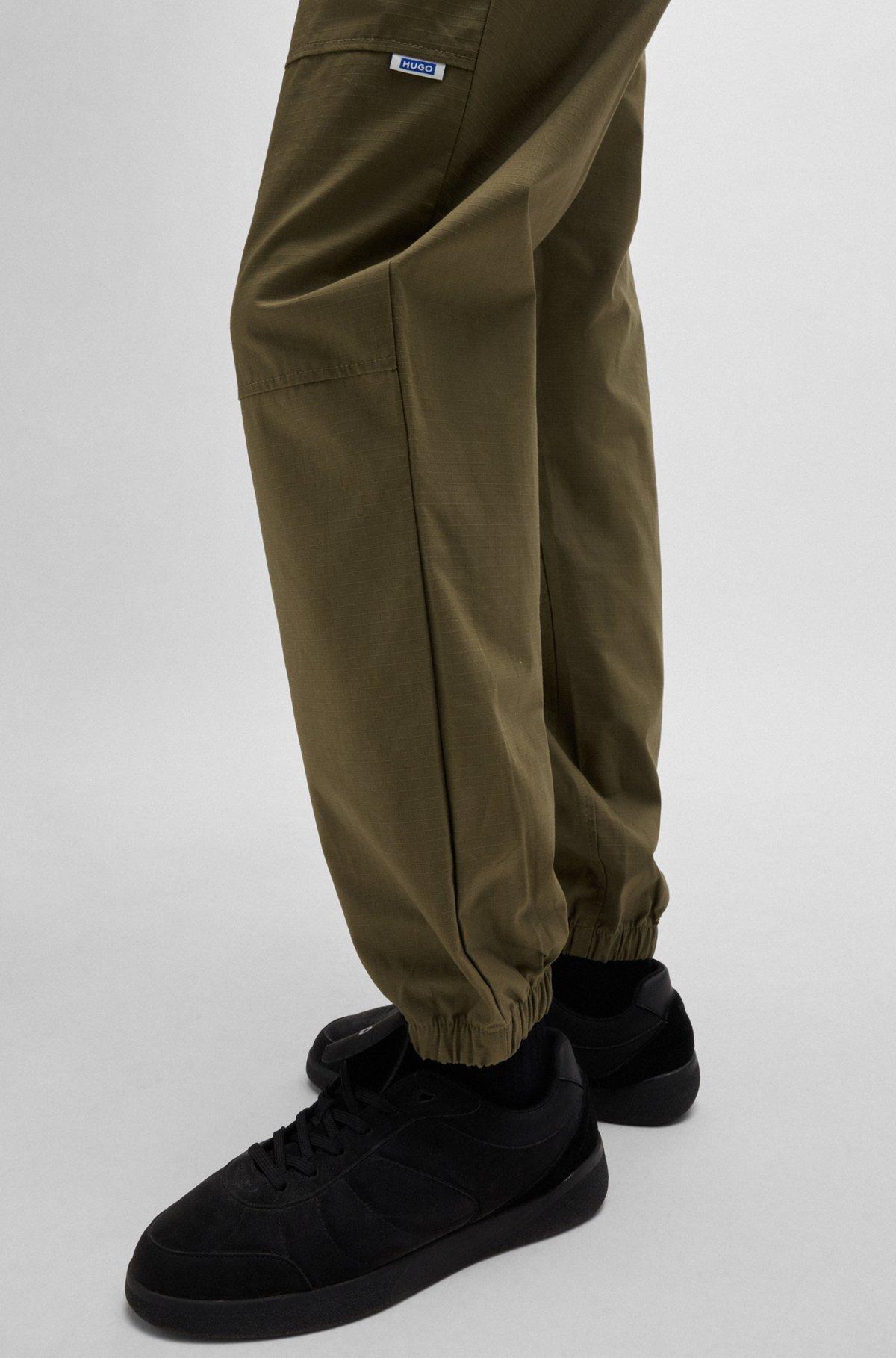 Tapered-fit trousers in structured cotton Product Image