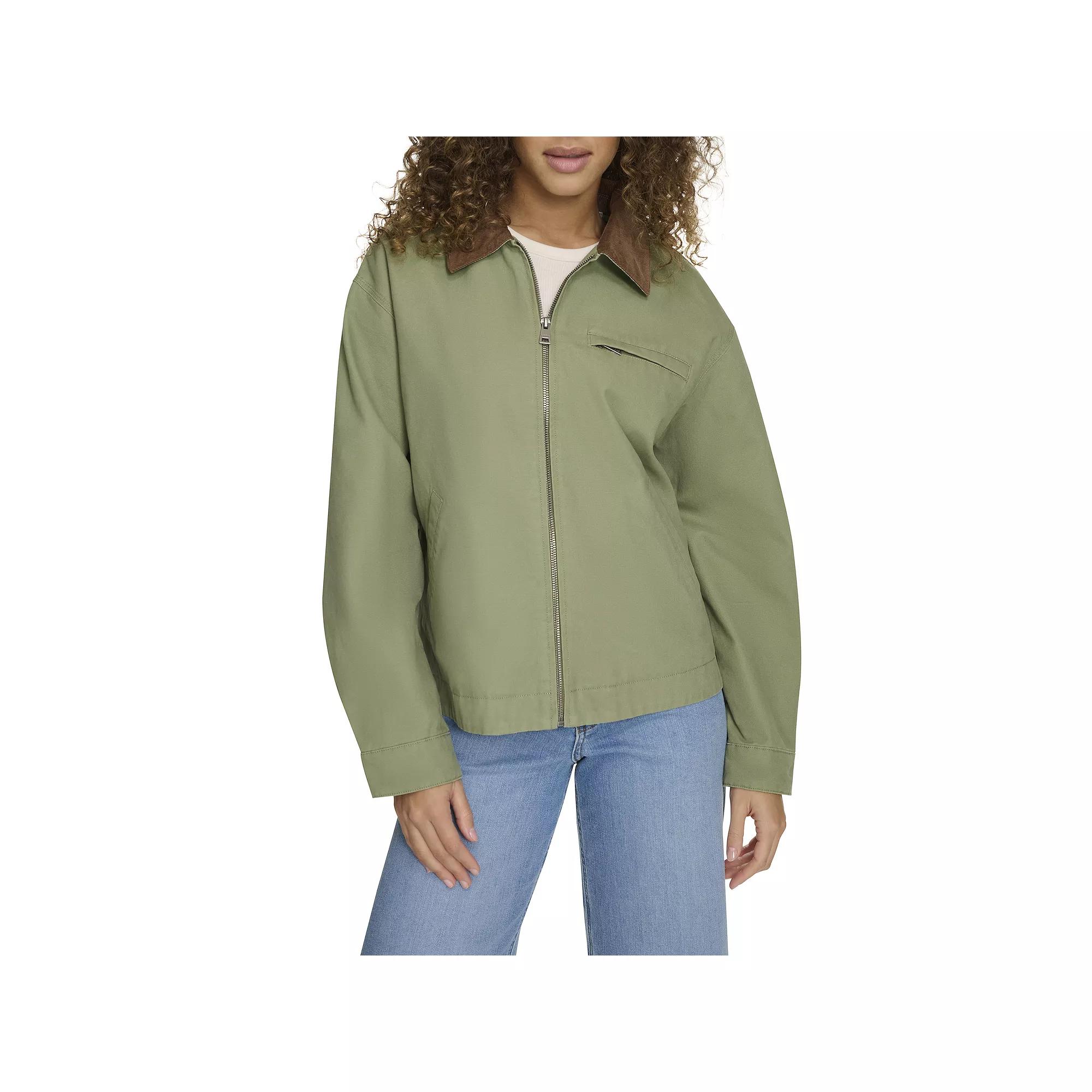 Womens Levis Laydown Collar Chore Jacket Green Product Image