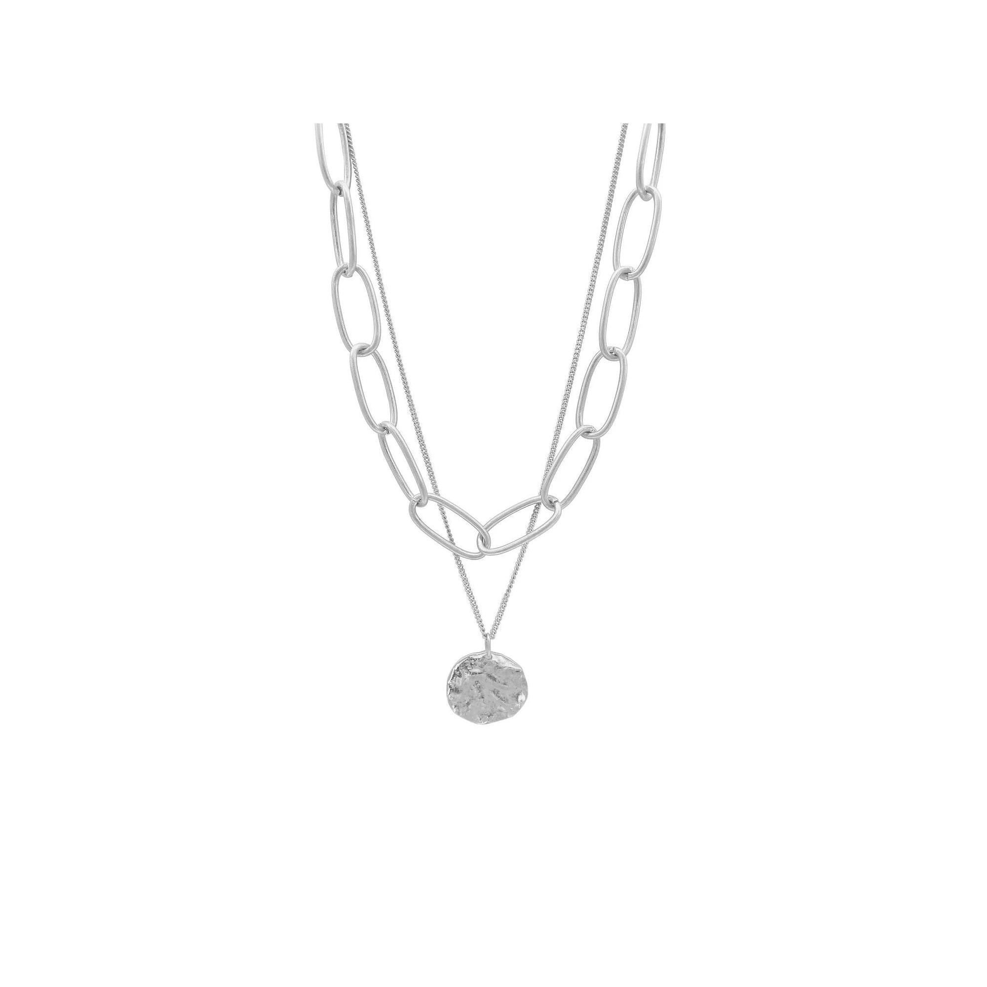 Adornia Oval Link Chain & Coin Pendant Layered Necklace, Women's, Size: 16-19" ADJ, Silver Tone Product Image