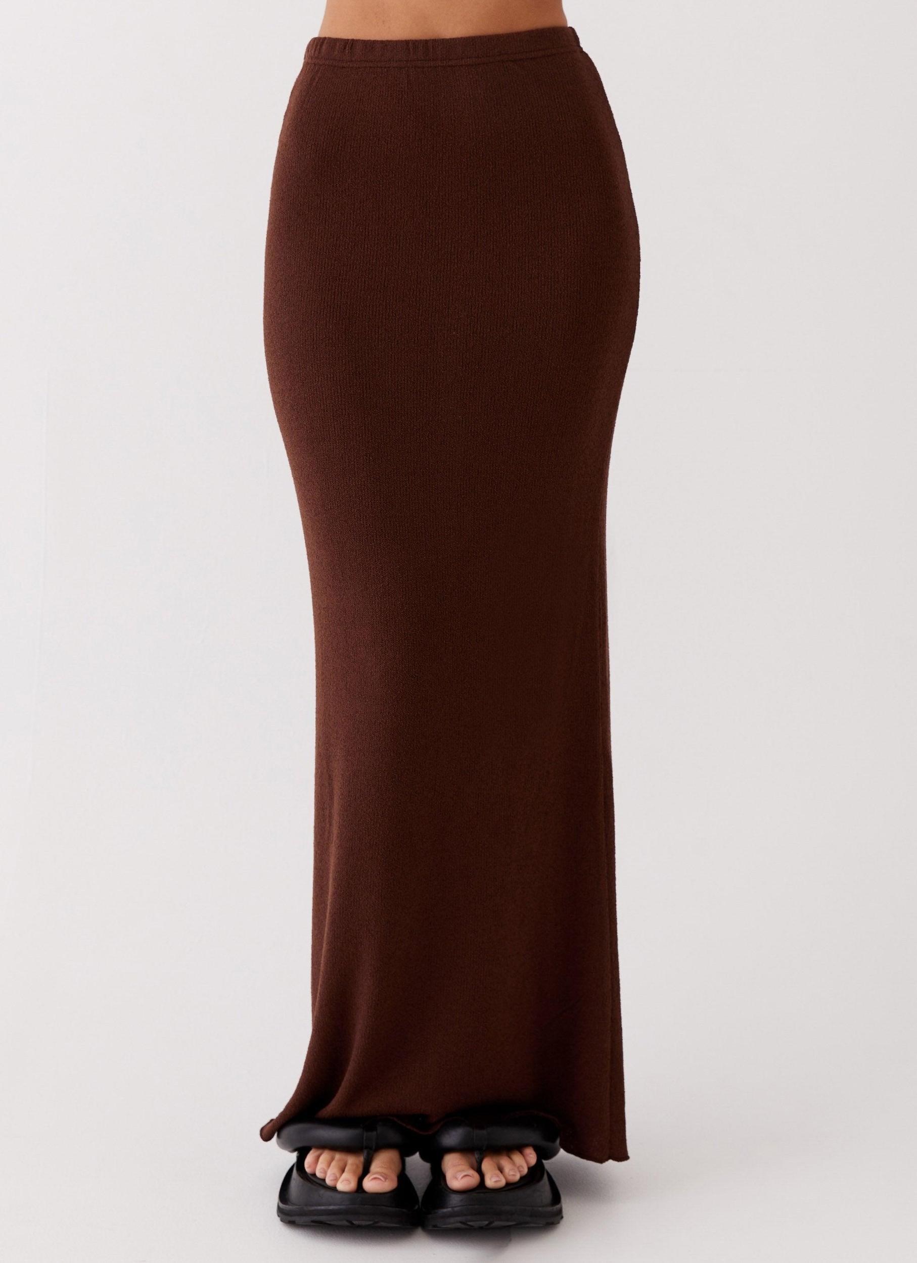 Delicate Lady Knit Maxi Skirt - Chocolate Product Image