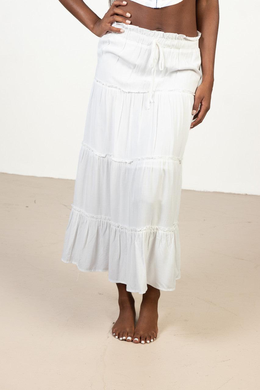 White Layered Maxi Skirt Product Image