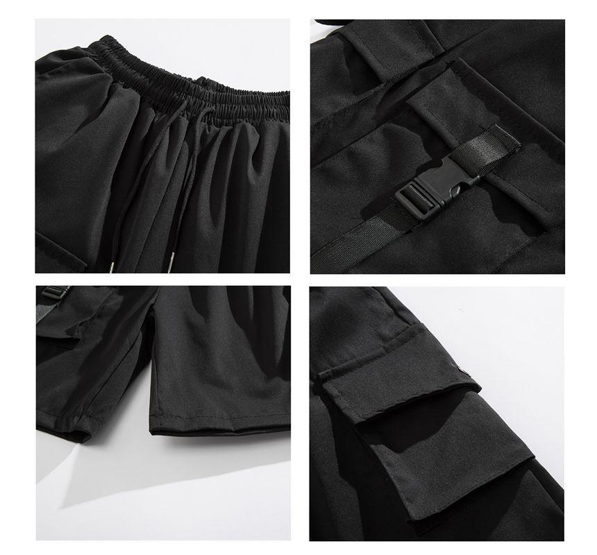 Drawstring-Waist Loose Fit Cargo Shorts Product Image