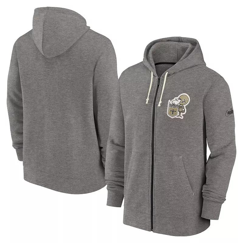Men's Nike Heather Charcoal New England Patriots Historic Lifestyle Full-Zip Hoodie,  Product Image