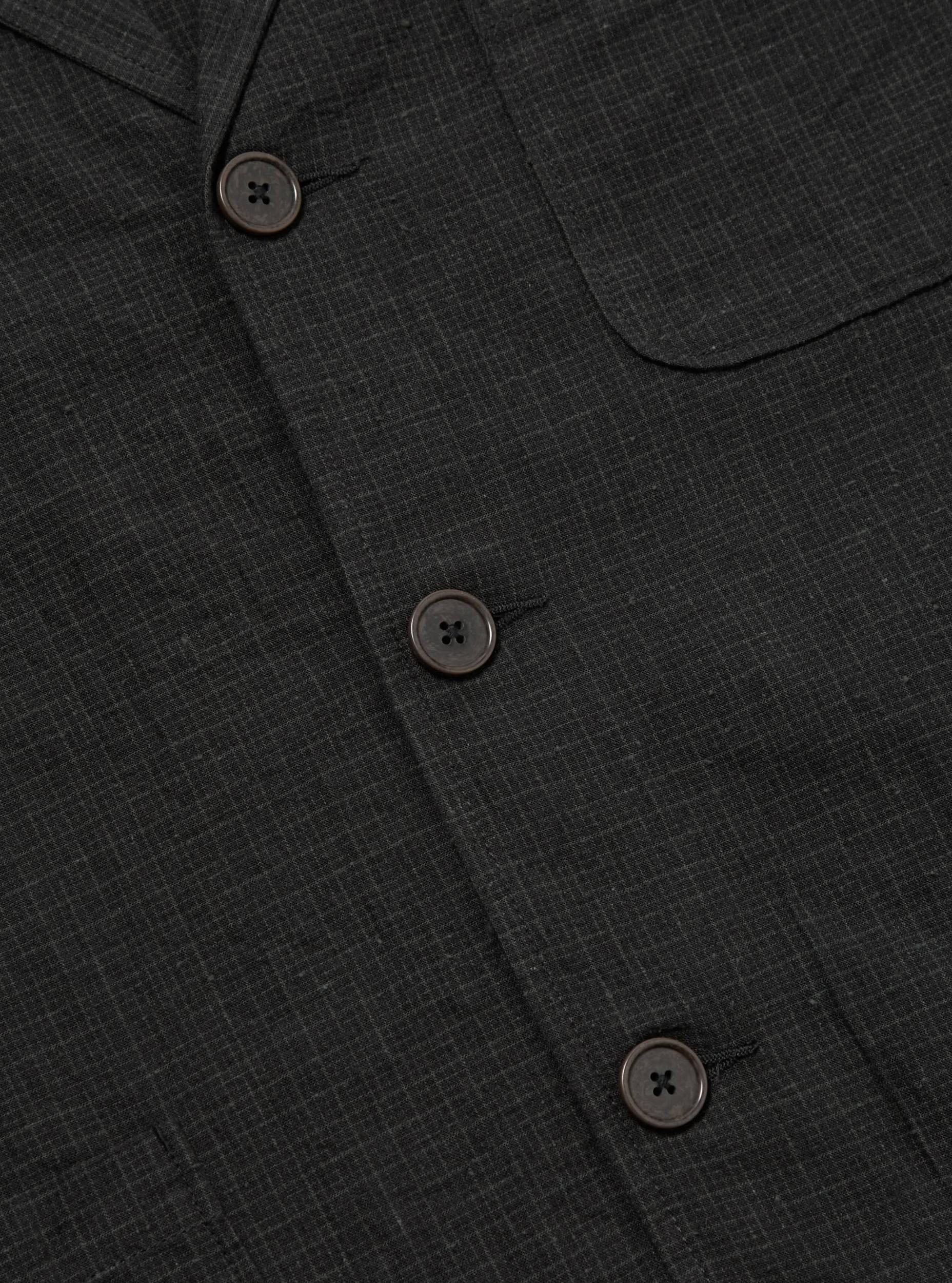 Universal Works Three Button Jacket in Charcoal Fine Linen Mix Product Image
