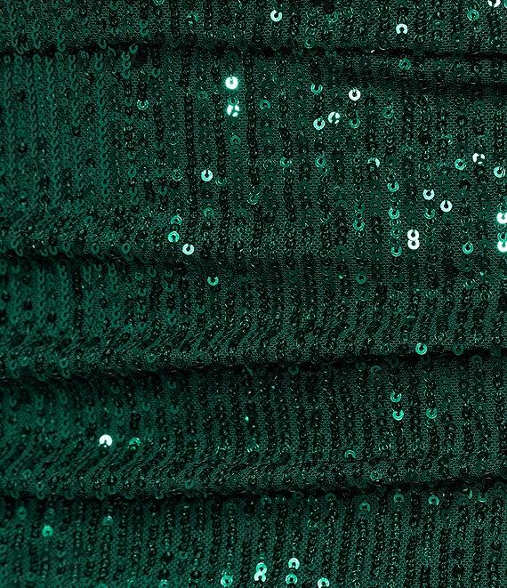 Next Up Sequin Notch V-Neck Long Sleeve Ruched Bodycon Dress Product Image