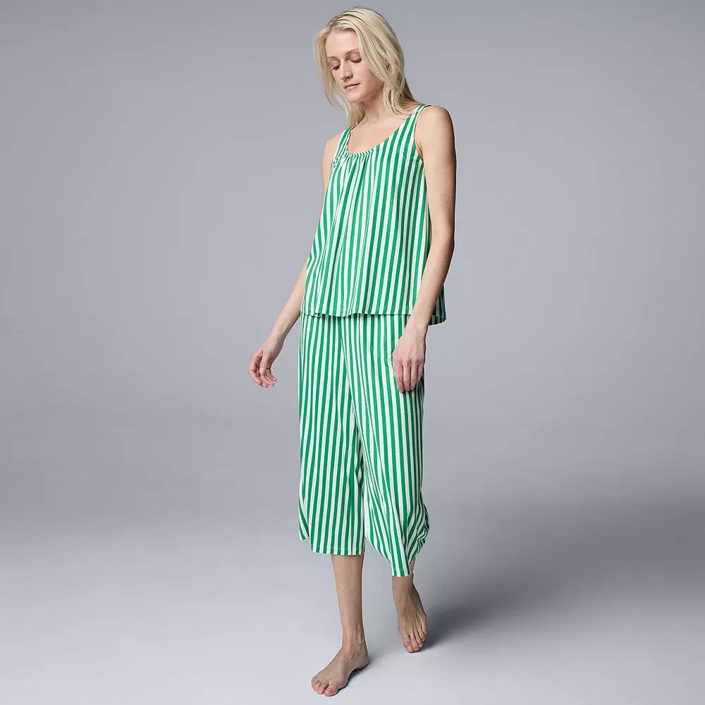 Womens Simply Vera Vera Wang 2-Piece Tank & Culotte Pants Sleep Set Grey Grey Dot Product Image