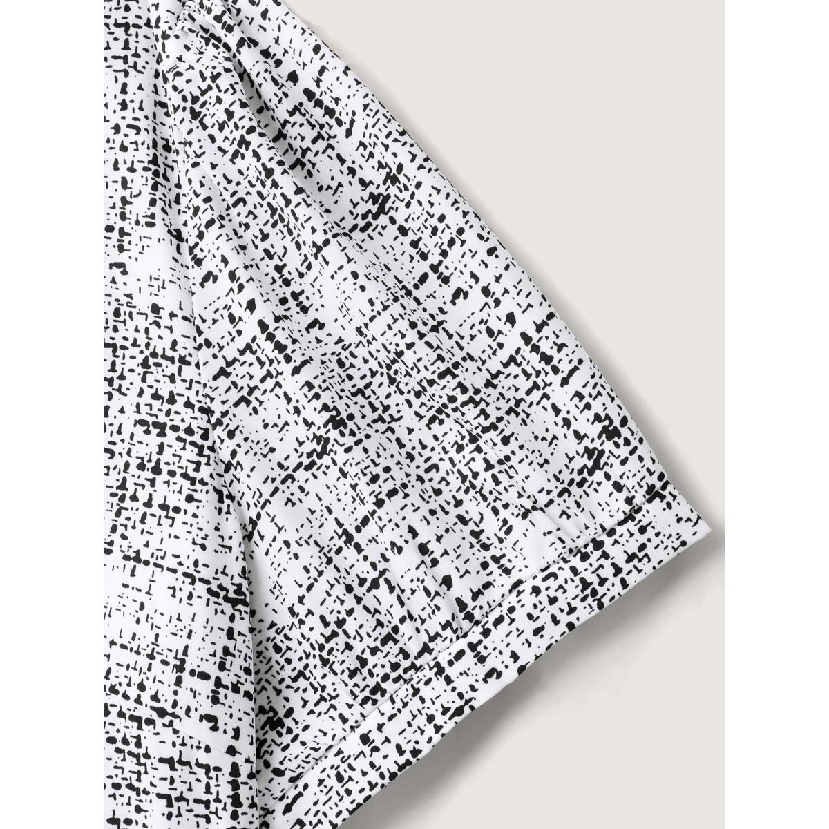 Plus Size Geometric Print Notched Collar Midi Dress Ivory Women Flat collar with V-notch Short sleeve Curvy BloomChic 18-20/2X Product Image