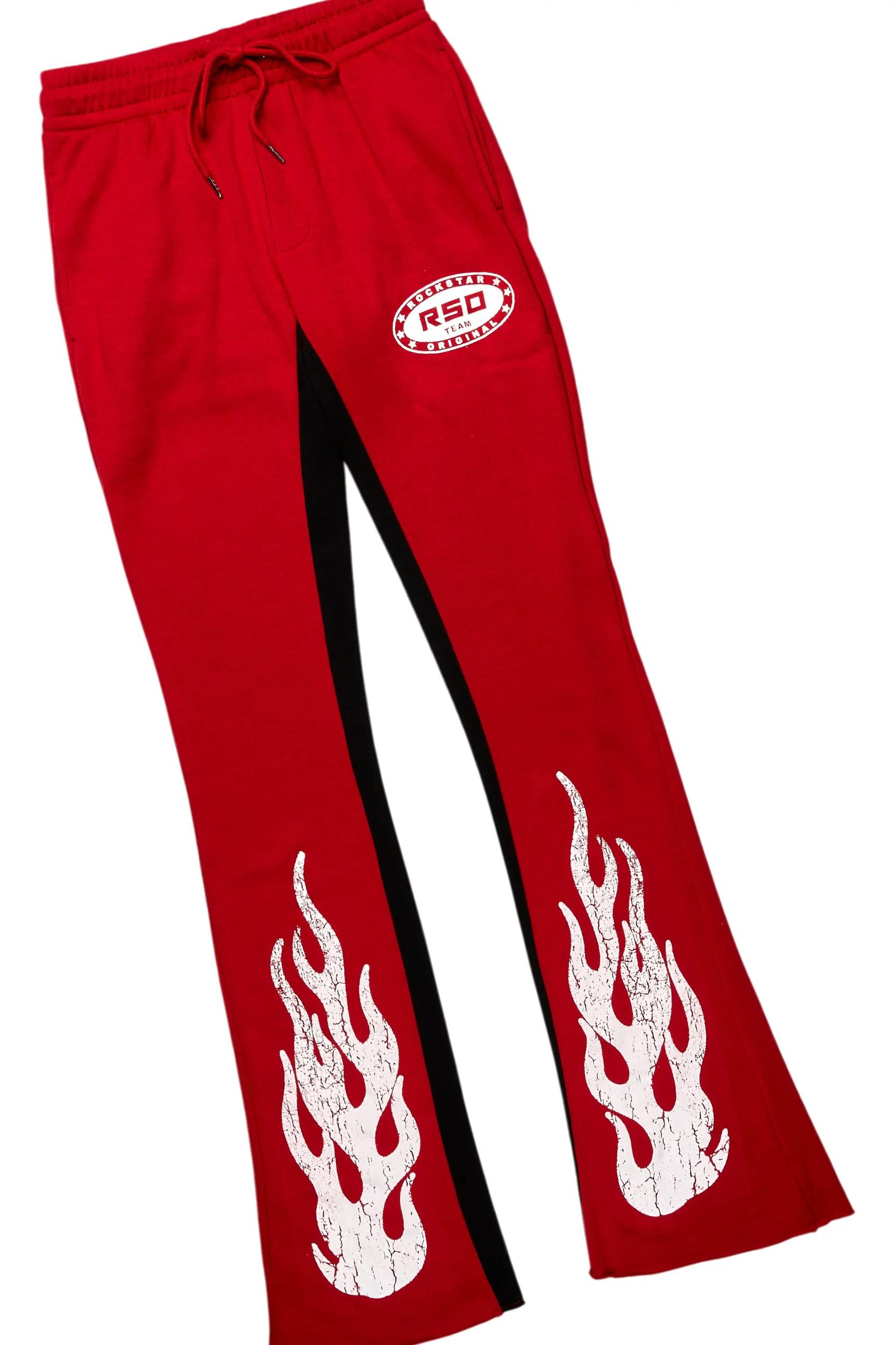 Amos Burgundy Hoodie/Baggy Track Pant Set Male Product Image