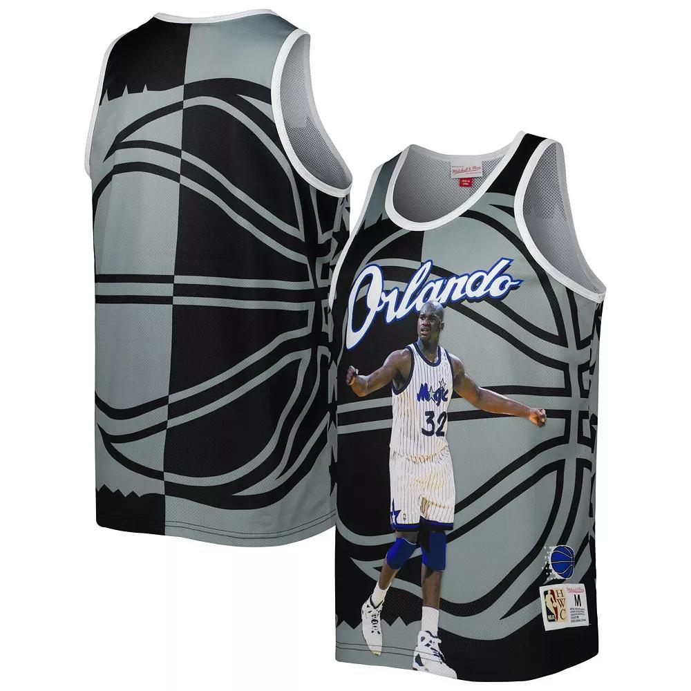 Men's Mitchell & Ness Shaquille O'Neal Black/Gray Orlando Magic Sublimated Player Tank Top, Size: Medium, Mag Black Product Image