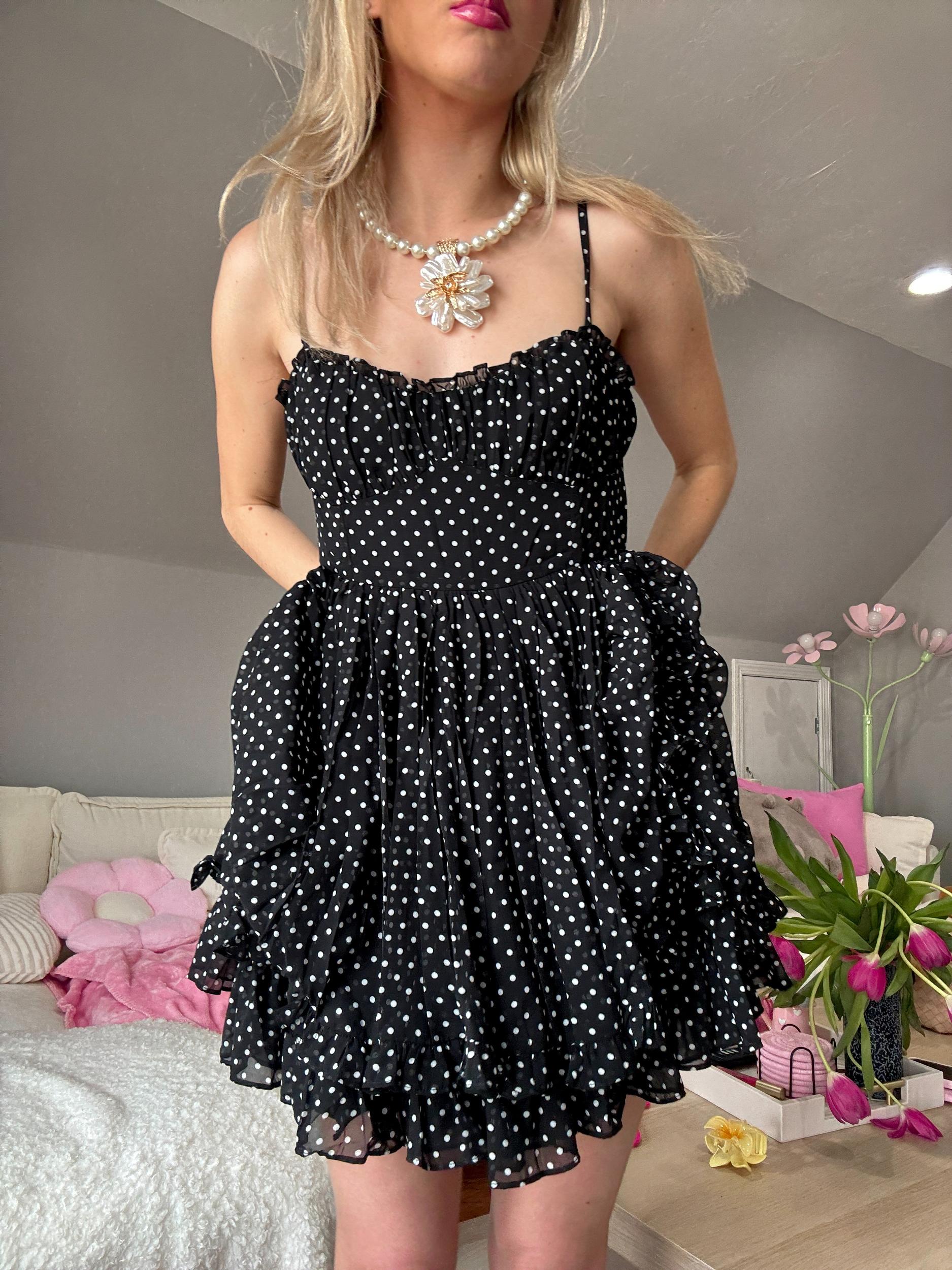 Noire Black Polka Dot Dress Product Image