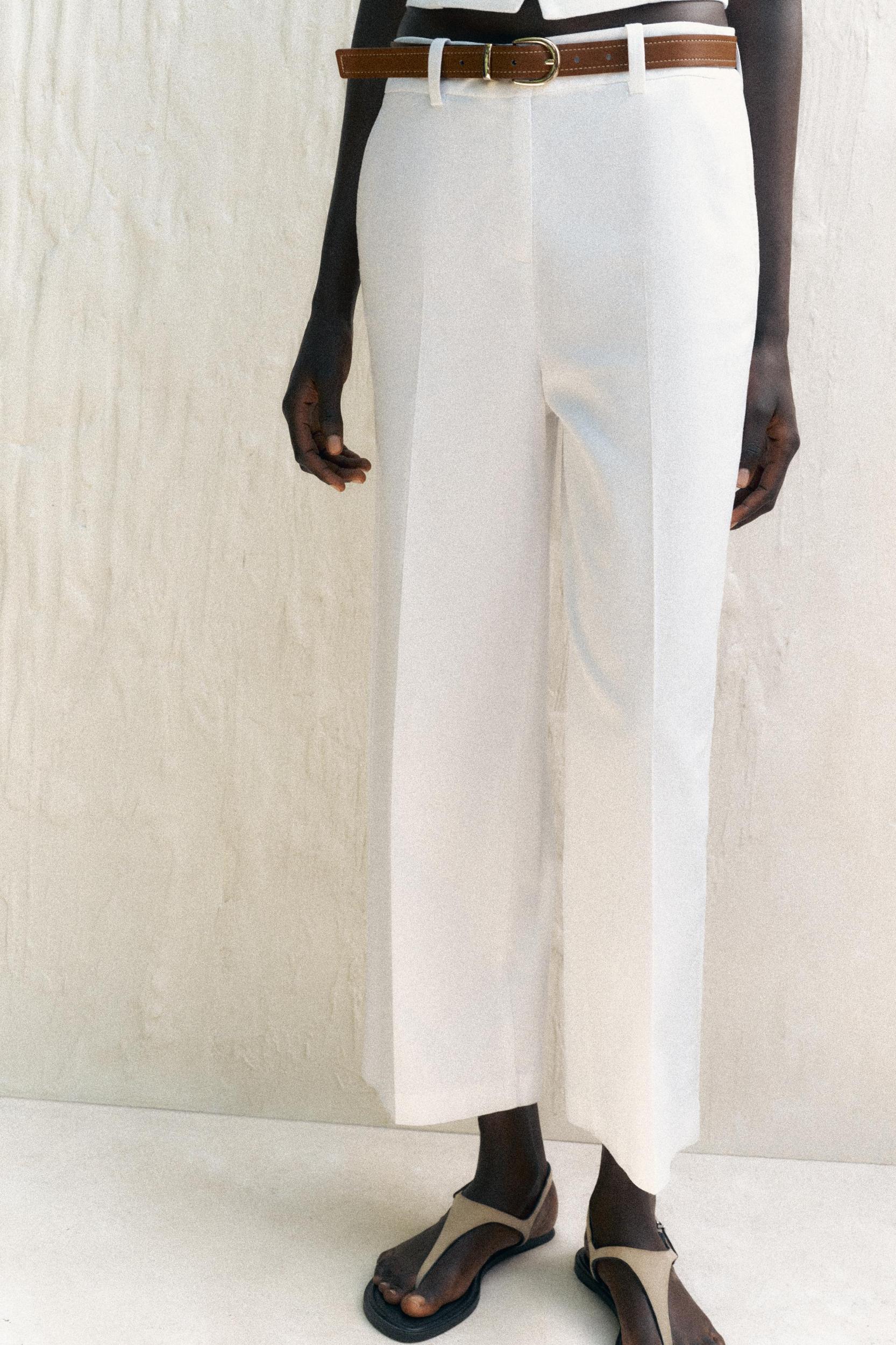 LINEN CULOTTES WITH BELT Product Image