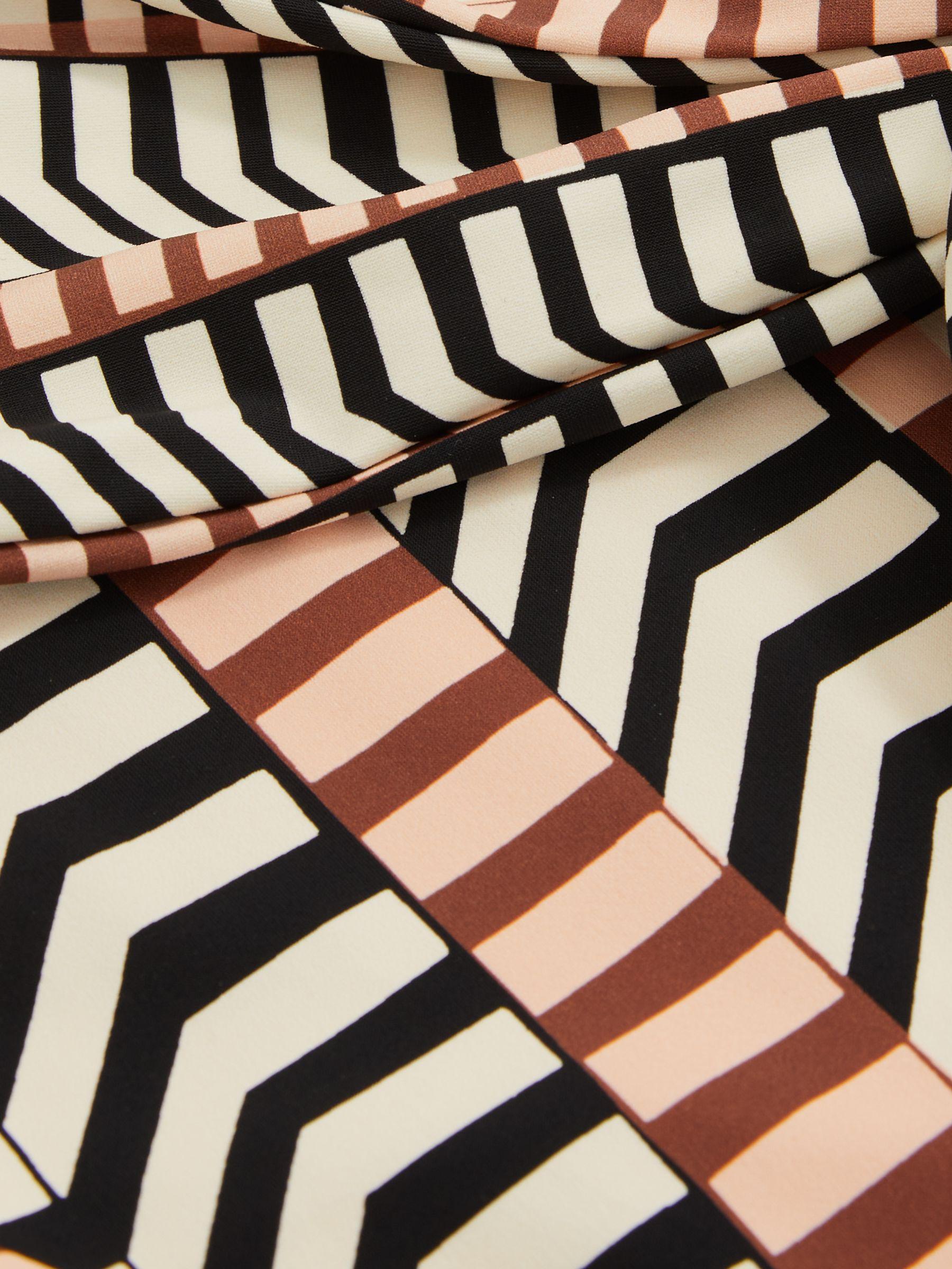 Chevron Stripe Plunge Swimsuit in Black/Brown Product Image