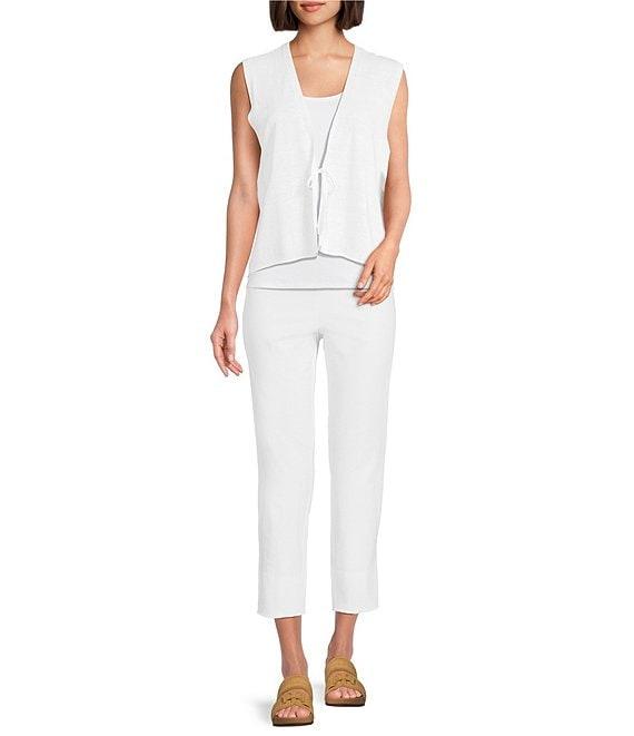 Eileen Fisher Organic Linen Blend V-Neck Sleeveless Tie Vest Product Image