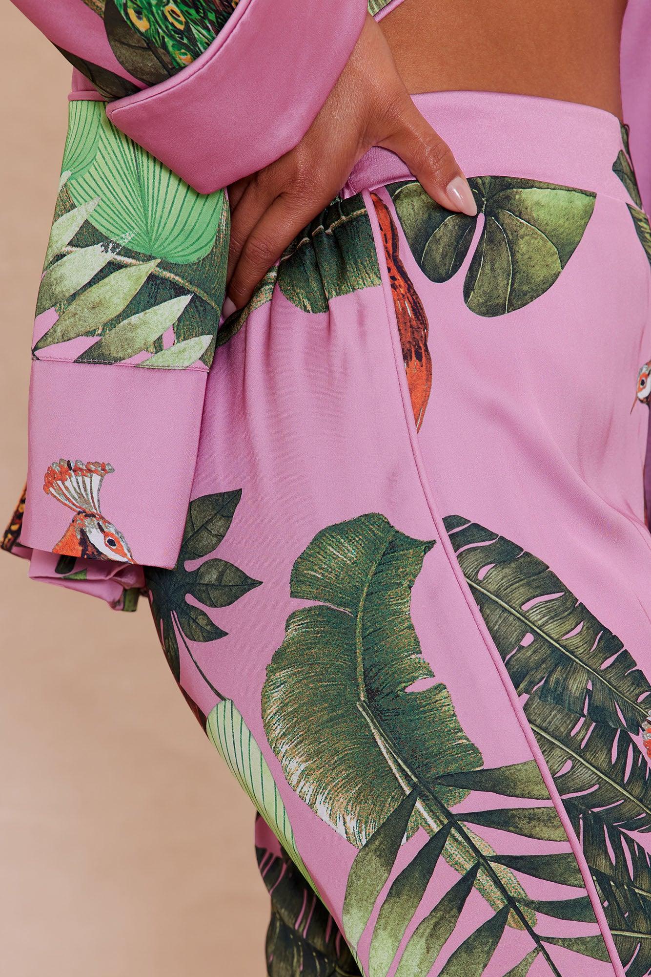 Private Island Satin Suit Set - Pink/combo Female Product Image