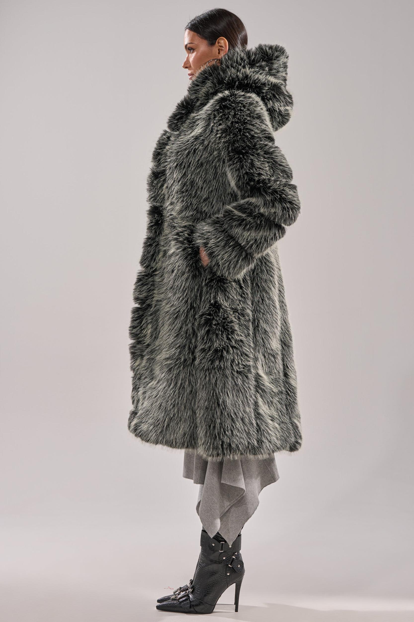 SNOW BUNNY HOODED FAUX FUR COAT Product Image
