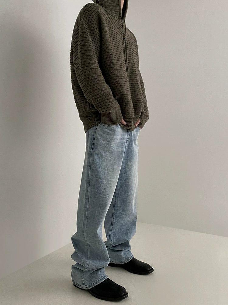 RT No. 10345 STRIPED KNITTED PULLOVER HOODIE Product Image