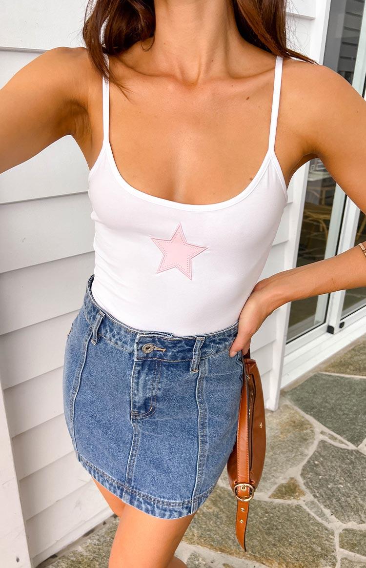 Darcy Mid Wash Denim High Waisted Mini Skirt Baby Product Image