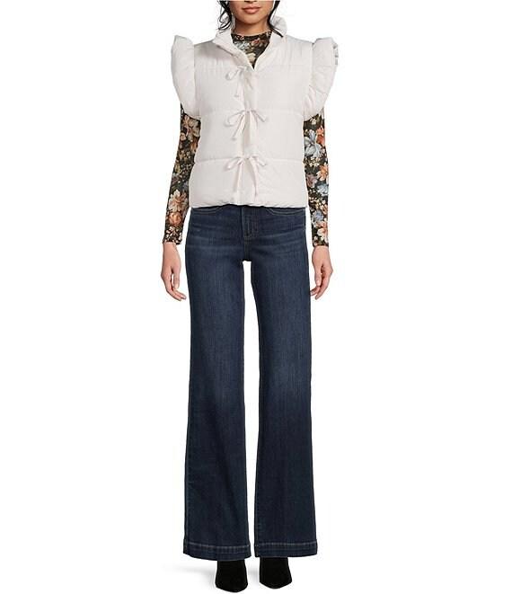 Blu Pepper Flutter Sleeve Bow Detail Zip-Up Puffer Vest Product Image