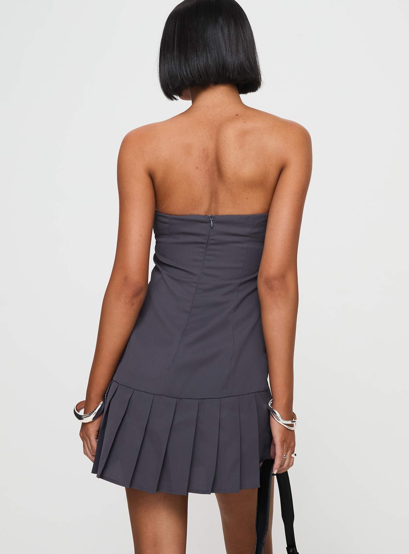 Twin Flame Strapless Mini Dress Slate Grey Product Image
