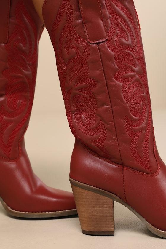 Hensley Red Knee-High Western Boots Product Image