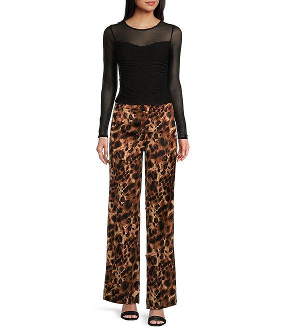 Evolutionary Mid Rise Leopard Printed Satin Pants Product Image