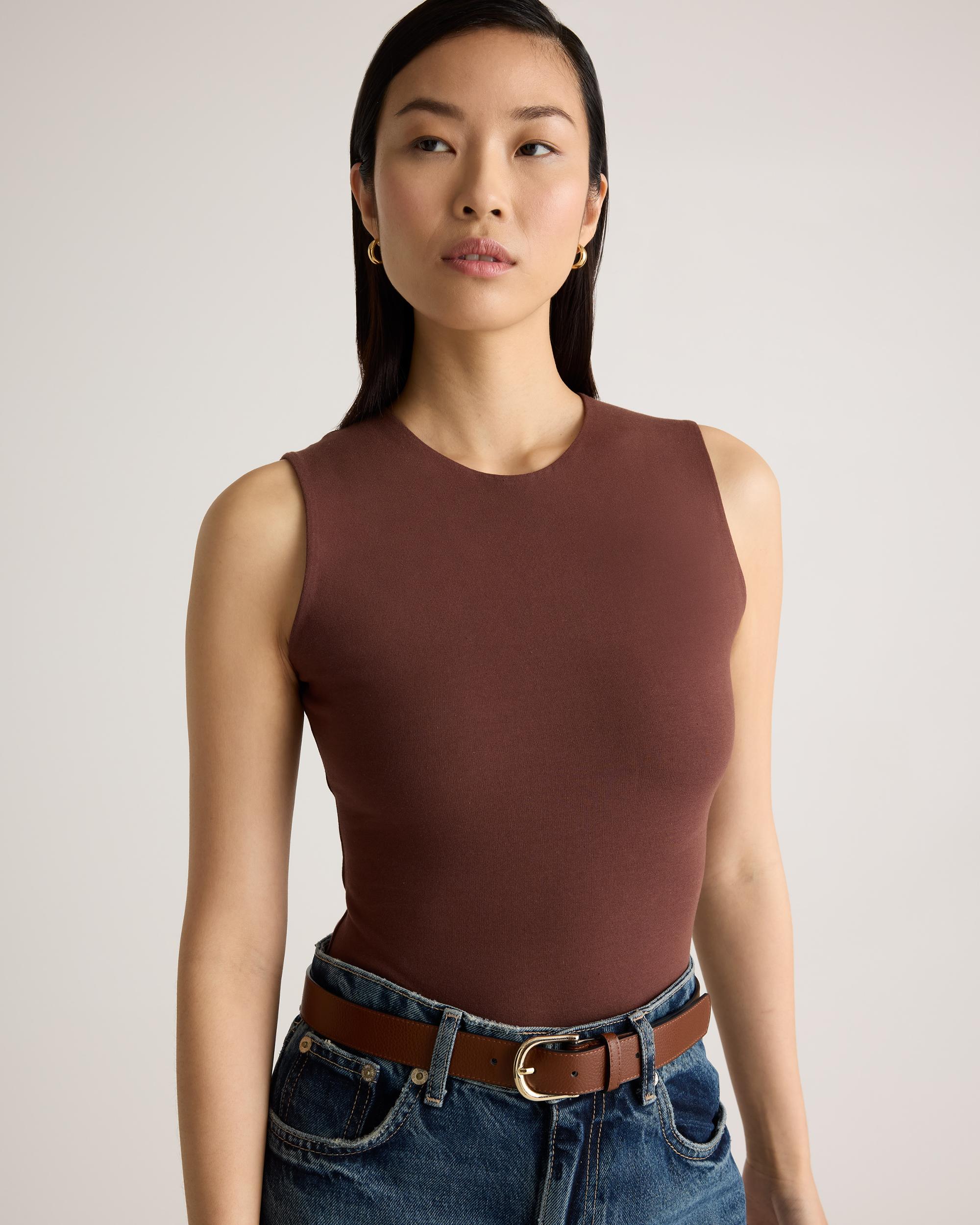 Quince | Women's Stretch Cotton Jersey High Neck Sleeveless Bodysuit Organic Cotton Product Image