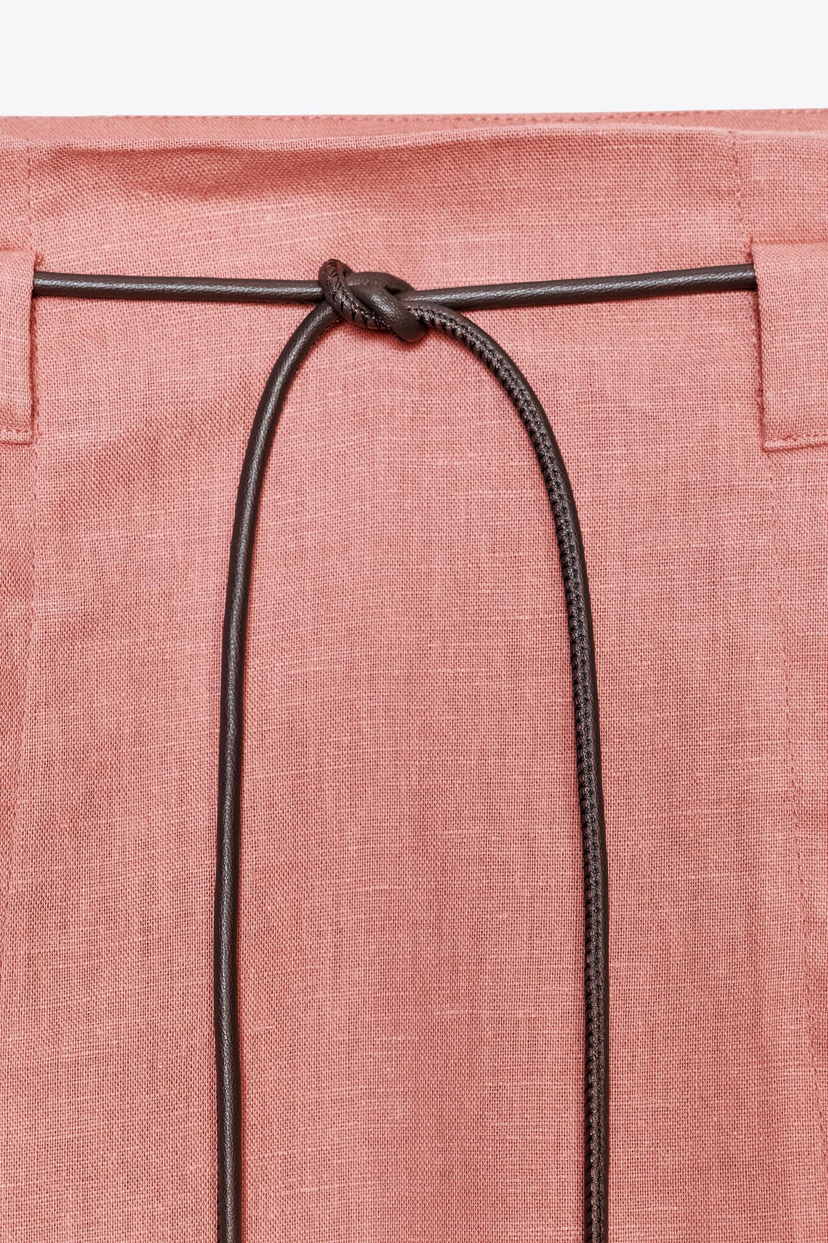 LINEN BELTED MIDI SKIRT Product Image