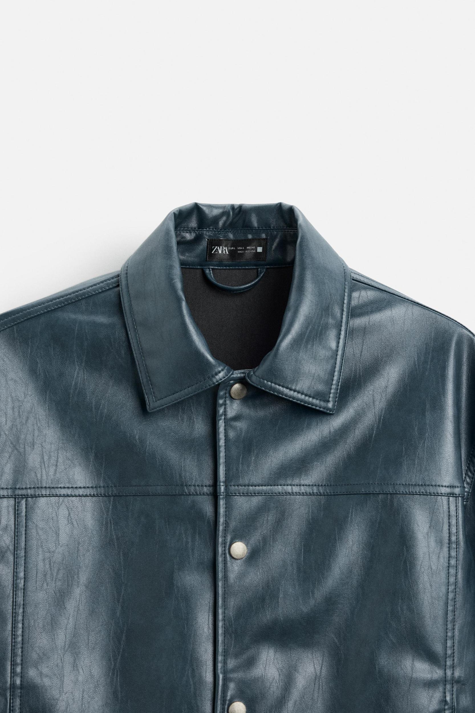 FAUX LEATHER OVERSHIRT Product Image
