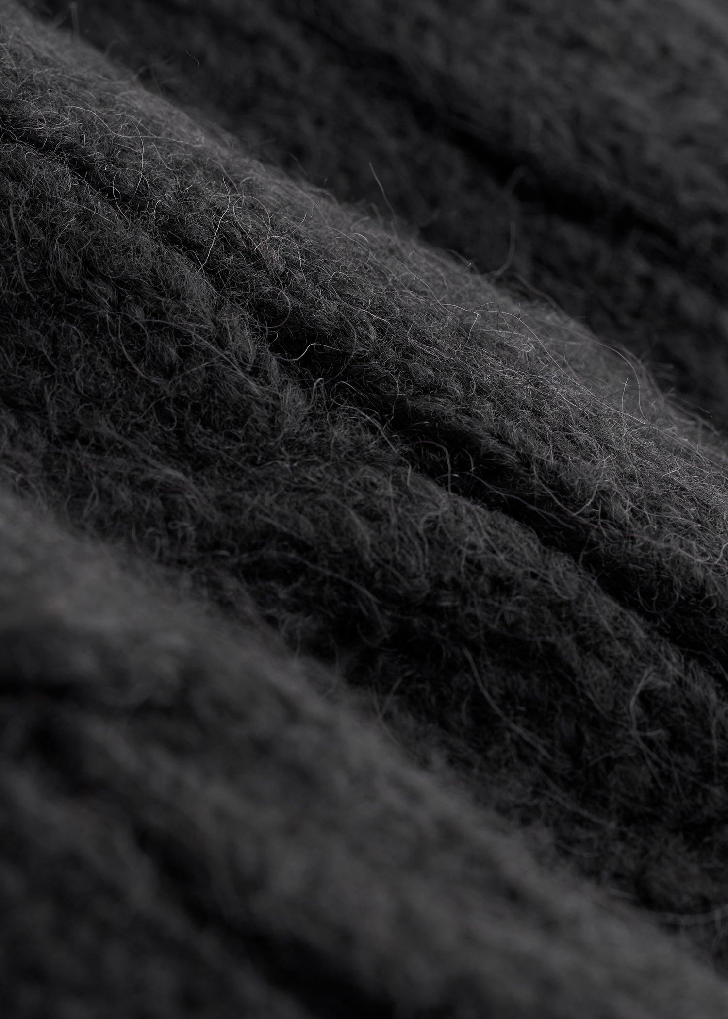 Johnny Collar Cable Knit Sweater for Tall Women in Black Female Product Image