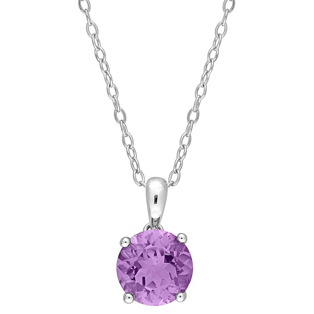 Stella Grace Sterling Silver & Gemstone Round Stud Pendant Necklace, Women's,  Product Image