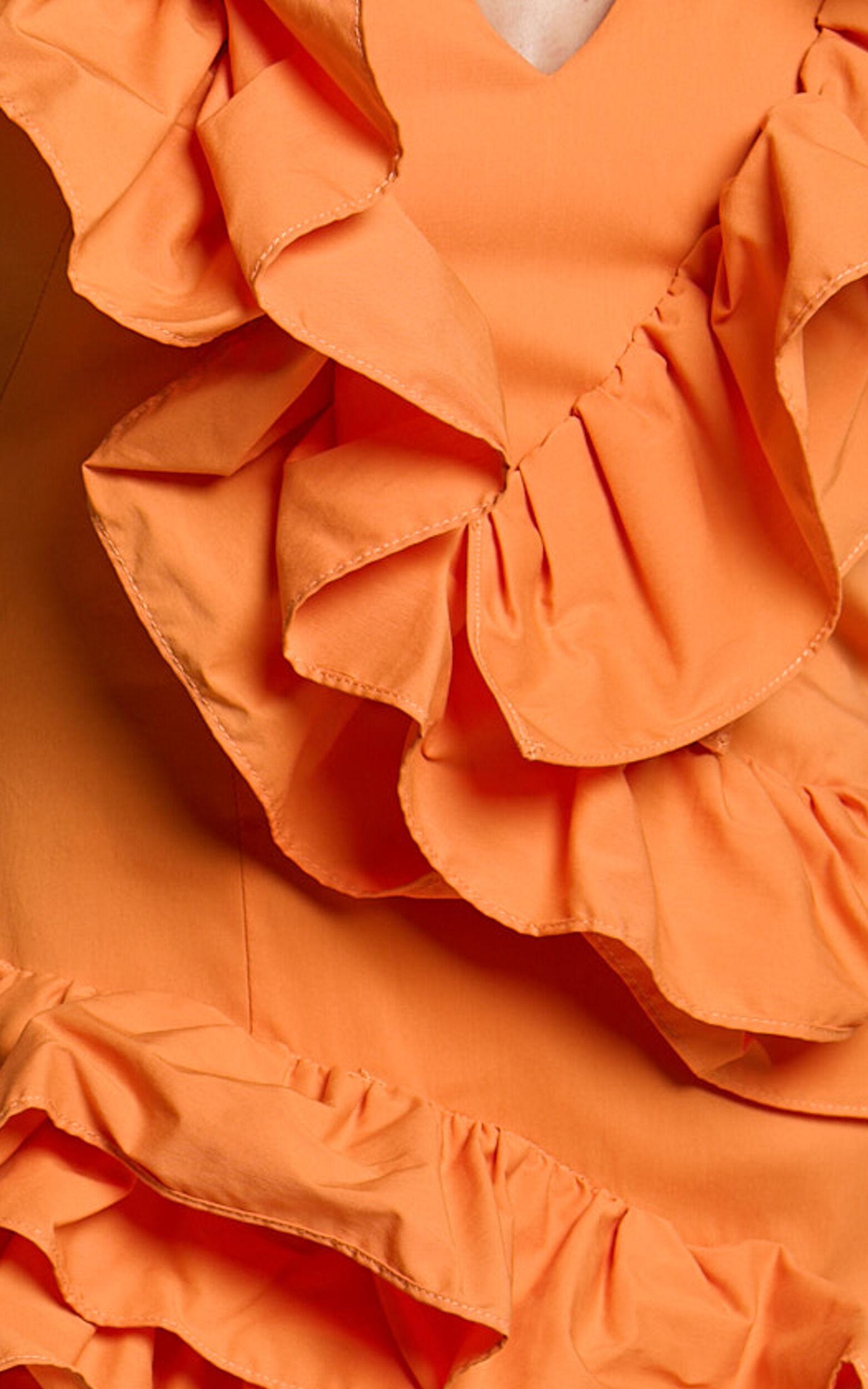 Amalie The Label - Lilou Ruffle Detail Cut Out Mini Dress in Orange Product Image