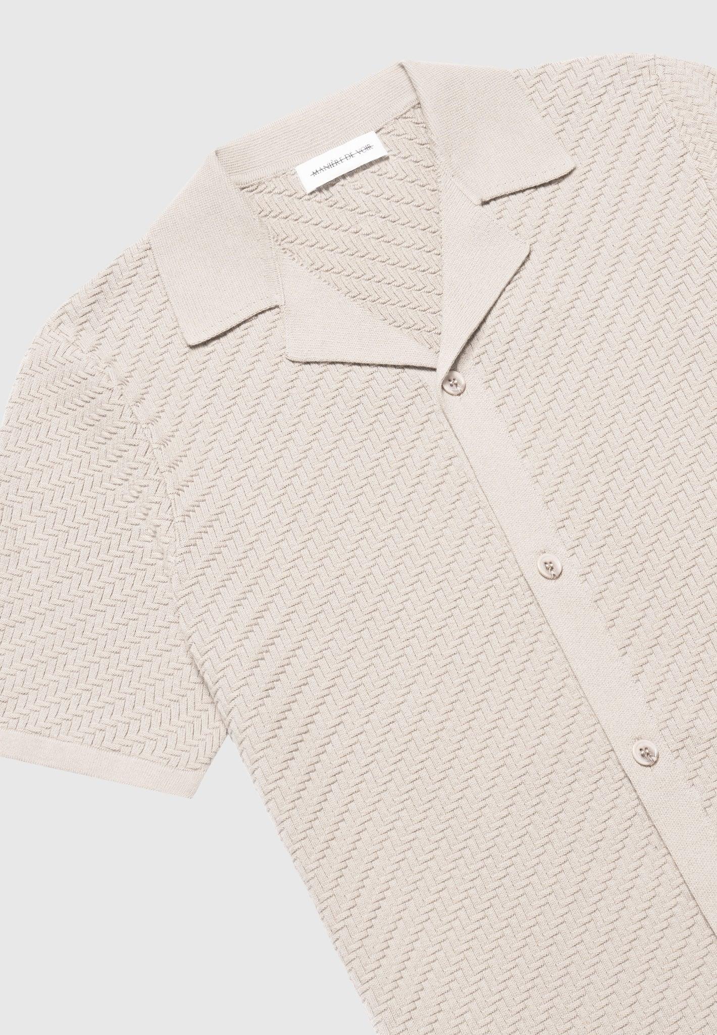 Herringbone Knit Revere Shirt - Taupe Male Product Image