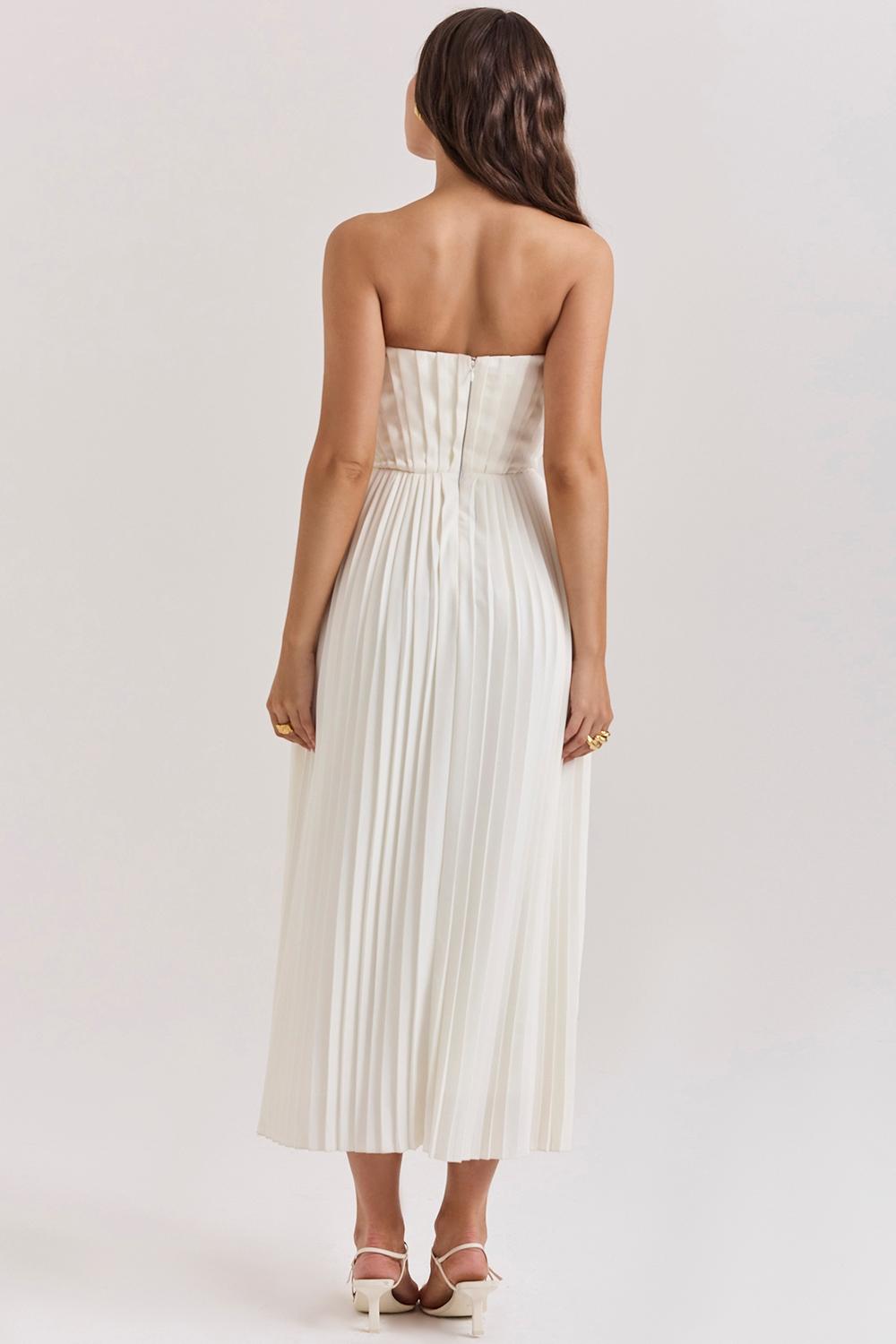 Amorata  ivory pleated maxi dress Product Image