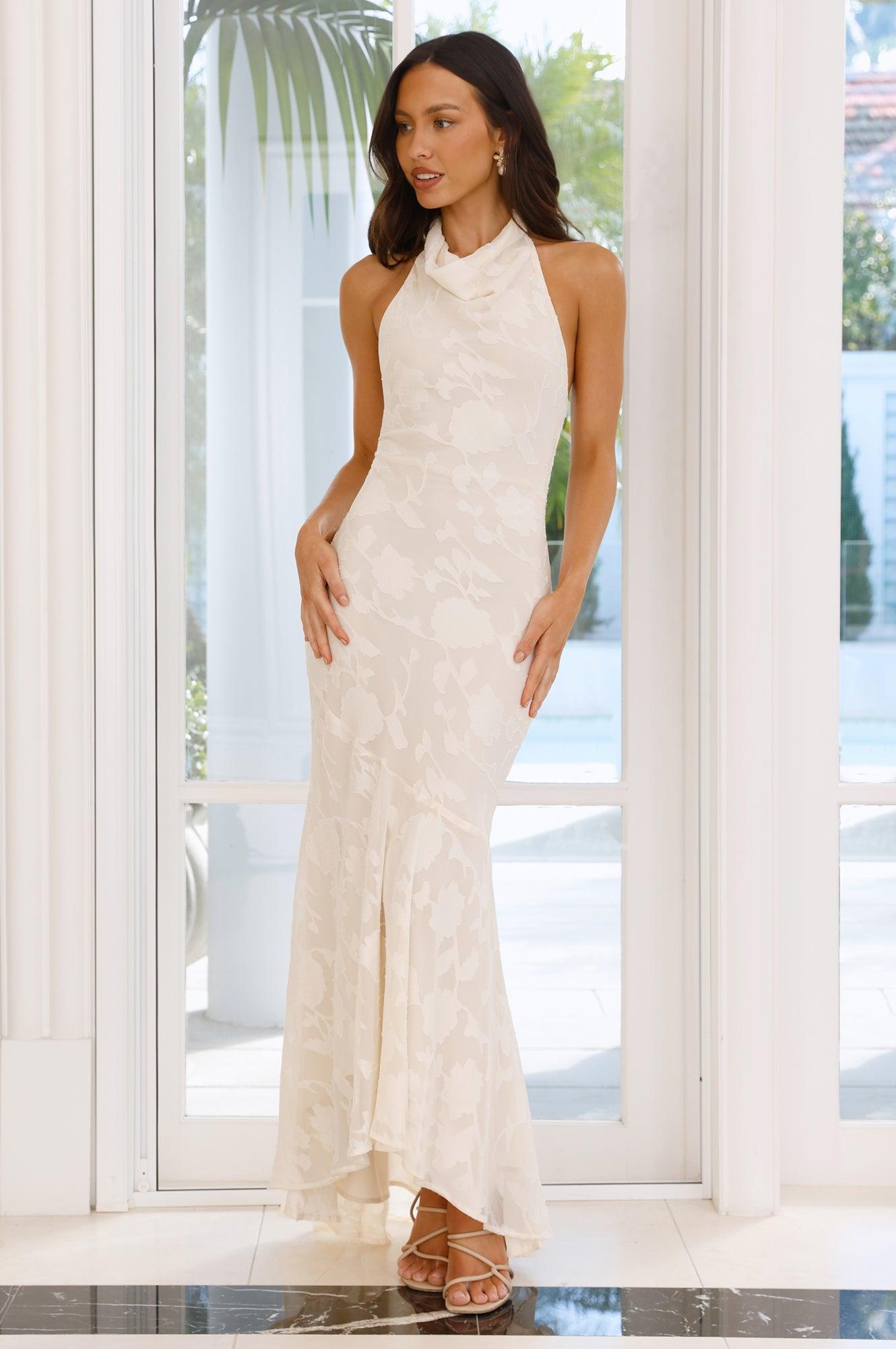 Petals In Motion Halter Maxi Dress Yellow Product Image