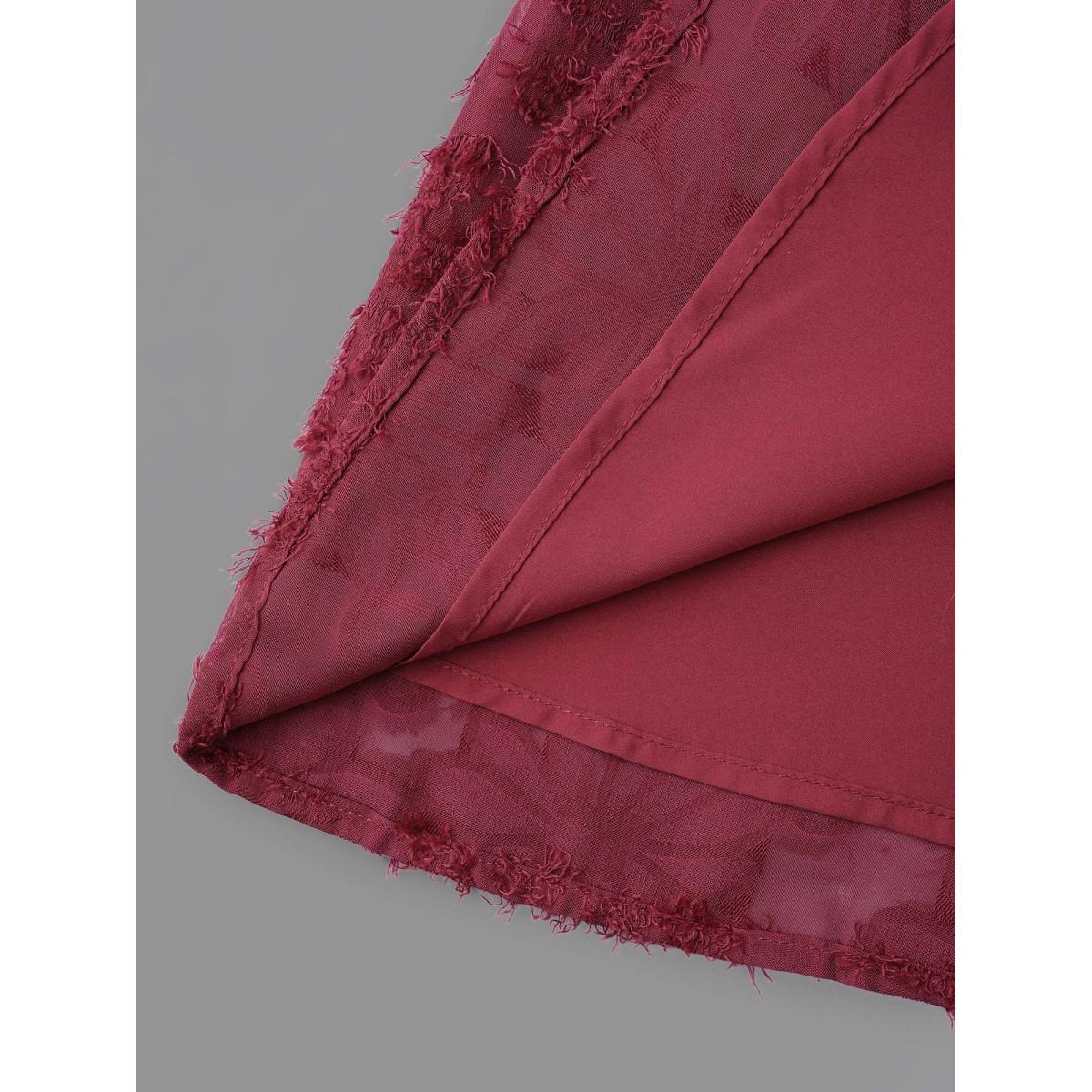 Plus Size Scarlet Round Neck Jacquard Plisse Ruched Blouse Women Elegant Long Sleeve Round Neck Everyday Blouses BloomChic 30/6X Product Image