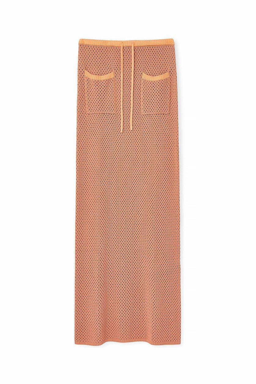 Contrast Detail Crochet Knitted Maxi Skirt Orange Product Image