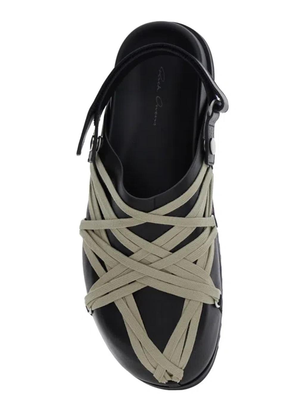 RICK OWENS Leather Loafers With Crisscross Detail In Black Product Image