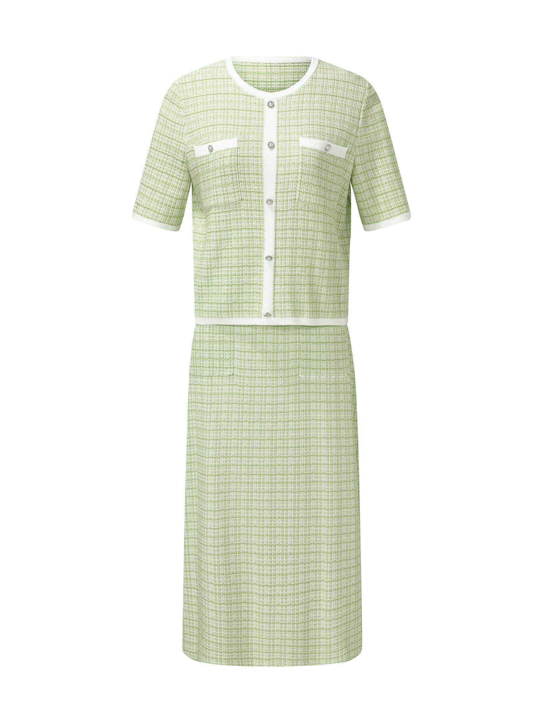 Lyocell Blend Knit Top And Column Skirt Two-Piece Set Product Image