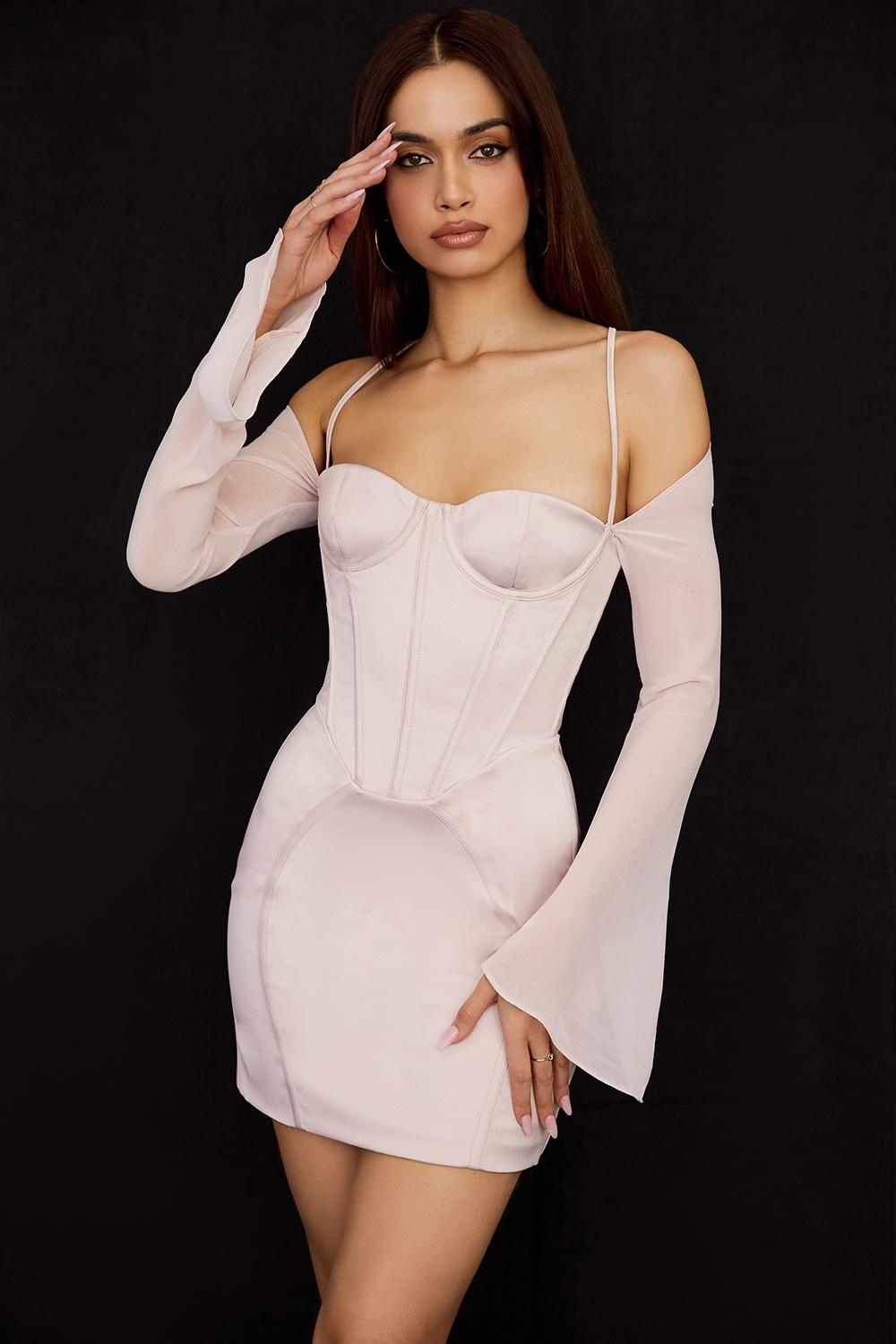 Isra  crystal satin corset mini dress Product Image