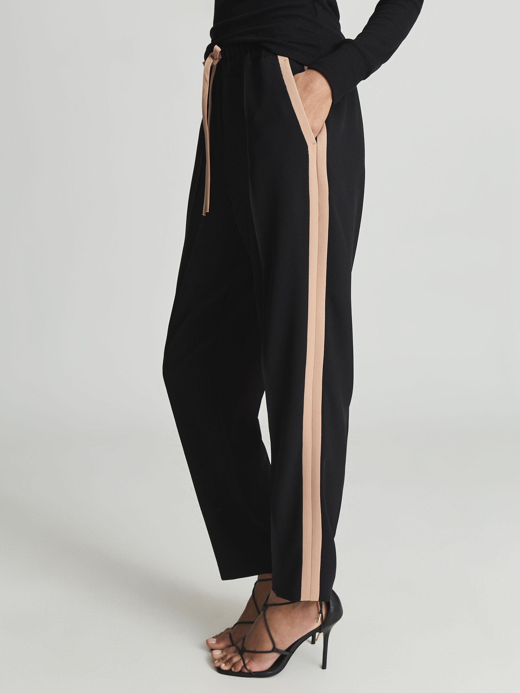 Tapered Side Stripe Trousers in Black Product Image