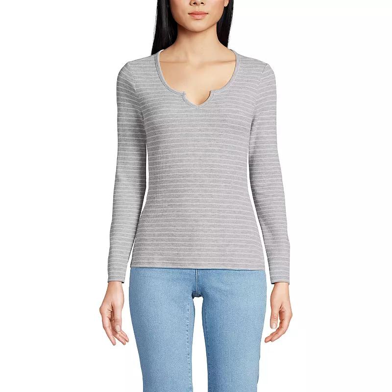 Women's Lands' End Waffle Notch Neck Top,  Product Image