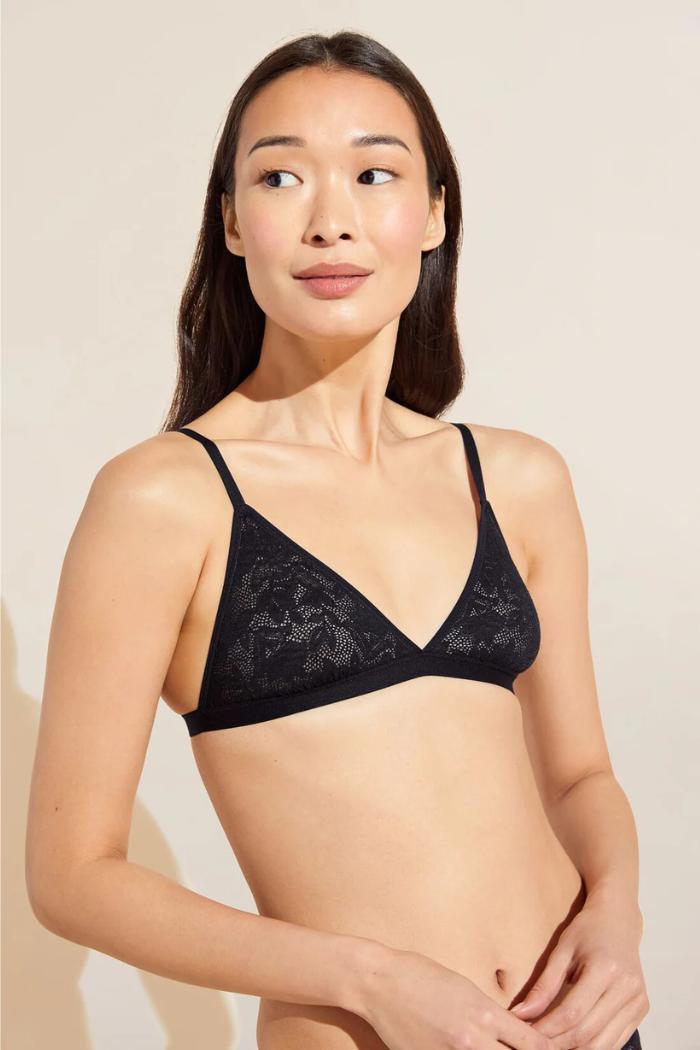 Soft Stretch Recycled Lace Triangle Bralette & Thong Set Product Image