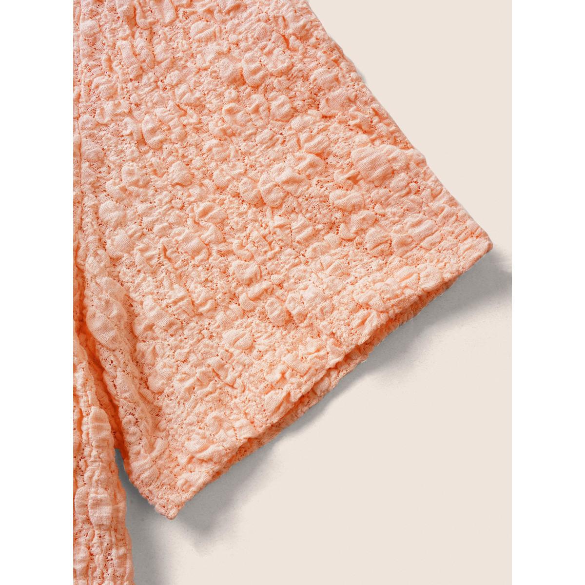 Plus Size Solid Texture Jacquard Crew Neck T-shirt Crepe Women Elegant Texture Round Neck Everyday T-shirts BloomChic 12/L Product Image