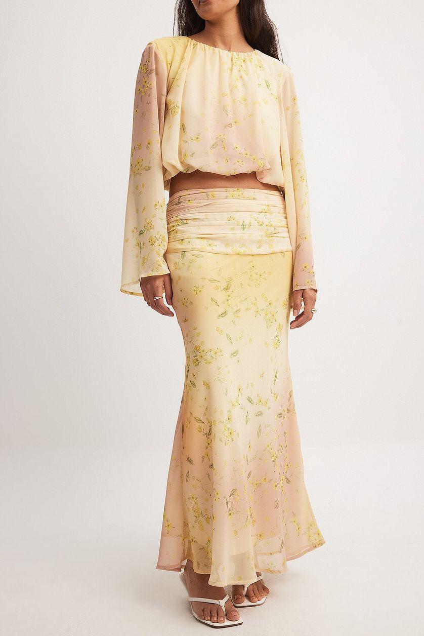 Draped Detail Mid Waist Skirt Product Image