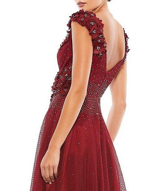 Mac Duggal Floral Jeweled Embellished V-Neck Sleeveless A-Line Gown Product Image